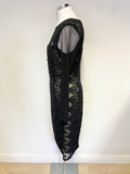 MINT VELVET BLACK MESH LACE PANELLED SPECIAL OCCASION PENCIL DRESS SIZE 14