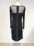 MINT VELVET BLACK MESH LACE PANELLED SPECIAL OCCASION PENCIL DRESS SIZE 14