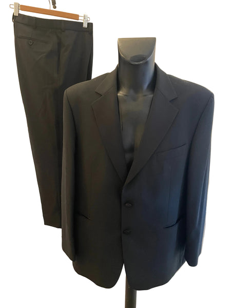 MARKS & SPENCER MACHINE WASHABLE BLACK TUXEDO SUIT SIZE 44M/36W