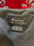 MONSOON TWILIGHT RED & BLACK VELOUR FINE STRAP LONG EVENING DRESS SIZE 14