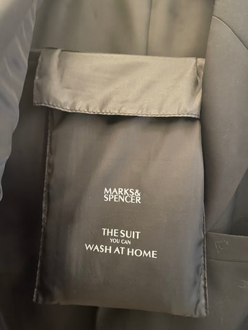 MARKS & SPENCER MACHINE WASHABLE BLACK TUXEDO SUIT SIZE 44M/36W