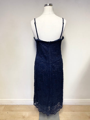 PHASE EIGHT NAVY BLUE BEADED LACE SPECIAL OCCASION DRESS & BOLERO TOP SIZE 18