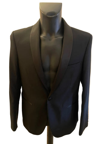 MARKS & SPENCER BLACK MACHINE WASHABLE TUXEDO SUIT SIZE 40 SHORT