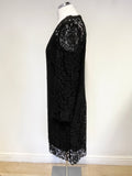 BRAND NEW THE WHITE COMPANY WHITE LABEL BLACK LACE 3/4 SLEEVE SHIFT DRESS SIZE 12