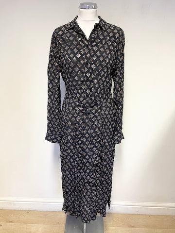 BRAND NEW TOAST SLATE DIAMOND DOT LONG SLEEVE MIDI DRESS SIZE 10