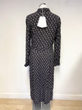BRAND NEW TOAST SLATE DIAMOND DOT LONG SLEEVE MIDI DRESS SIZE 10