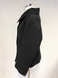 HOBBS 100% WOOL BLACK COLLARED 3/4 SLEEVED JACKET SIZE 18