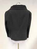 HOBBS 100% WOOL BLACK COLLARED 3/4 SLEEVED JACKET SIZE 18