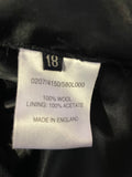 HOBBS 100% WOOL BLACK COLLARED 3/4 SLEEVED JACKET SIZE 18
