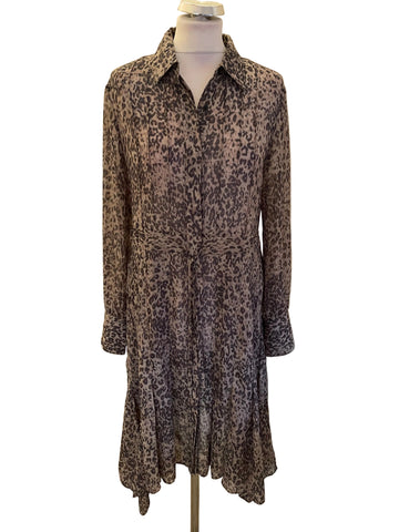 ALL SAINTS BROWN LONG SLEEVE LIZZY PATCH DRESS SIZE MEDIUM