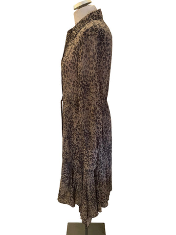 ALL SAINTS BROWN LONG SLEEVE LIZZY PATCH DRESS SIZE MEDIUM