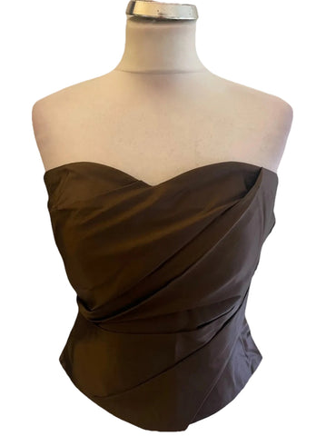 BRAND NEW FRANK USHER BROWN STRAPLESS BUSTIER TOP SIZE 12