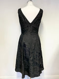 LAURA ASHLEY BLACK FLORAL PRINT SLEEVELESS FIT & FLARE DRESS SIZE 12
