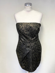BRAND NEW KAREN MILLEN BLACK & BRONZE STRAPLESS DRESS SIZE 14