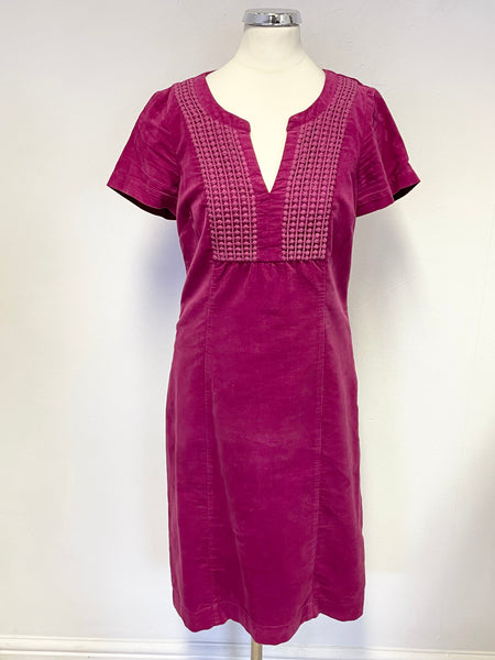 BODEN RASPBERRY PINK BRUSHED COTTON SHORT SLEEVED SHIFT DRESS SIZE 8