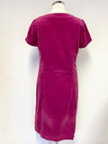 BODEN RASPBERRY PINK BRUSHED COTTON SHORT SLEEVED SHIFT DRESS SIZE 8