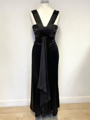 KAREN MILLEN BLACK PLEATED DRAPE FRONT LONG EVENING DRESS SIZE 6