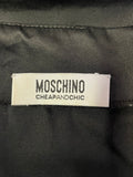 MOSCHINO BLACK SCOOPED NECK PLEAT & DRAPE FRONT SLEEVELESS PENCIL DRESS SIZE 12