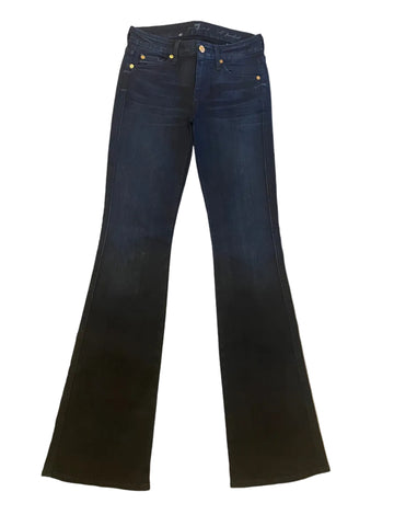 7 FOR ALL MANKIND A POCKET DARK BLUE DENIM BOOTCUT JEANS SIZE 24