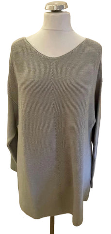 BRAND NEW MODERN RARITY GREY RIB KNIT OVERSIZE JUMPER  SIZE L