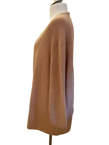 MODERN RARITY PINK V NECK RIB KNIT OVERSIZE JUMPER SIZE XL