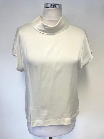 PURE COLLECTION 100% SILK TURN OVER COLLAR SHORT SLEEVE TOP SIZE 10