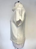 PURE COLLECTION 100% SILK IVORY TURN OVER COLLAR SHORT SLEEVE TOP SIZE 10