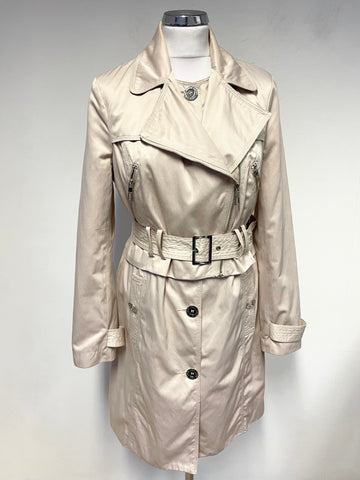 LIPSY CREAM BUTTON FRONT WITH BELTED ZIP OVERLAY TRENCH COAT SIZE 12