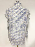 MAX MARA 100% SILK BLUE DITSY FLORAL PRINT LONG SLEEVED BLOUSE SIZE 12