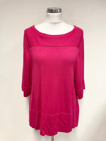 PHASE EIGHT FUCHIA PINK RELAXED FIT SHORT SLEEVED JUMPER SIZE 12