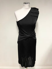 GREAT PLAINS BLACK STRETCH JERSEY ONE SHOULDER SLEEVELESS DRESS SIZE S