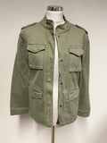 HUSH KHAKI ROUND NECK LONG SLEEVED ZIP FRONT JACKET SIZE S
