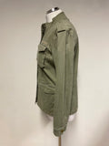 HUSH KHAKI ROUND NECK LONG SLEEVED ZIP FRONT JACKET SIZE S
