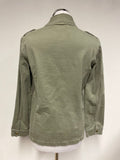 HUSH KHAKI ROUND NECK LONG SLEEVED ZIP FRONT JACKET SIZE S