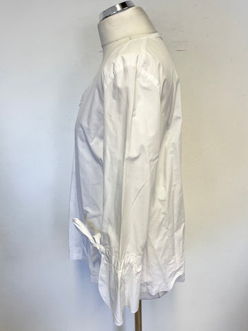 LUISA CERANO WHITE COTTON 3/4 TIE SLEEVE TOP SIZE 10