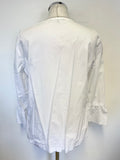 LUISA CERANO WHITE COTTON 3/4 TIE SLEEVE TOP SIZE 10