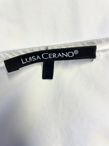LUISA CERANO WHITE COTTON 3/4 TIE SLEEVE TOP SIZE 10