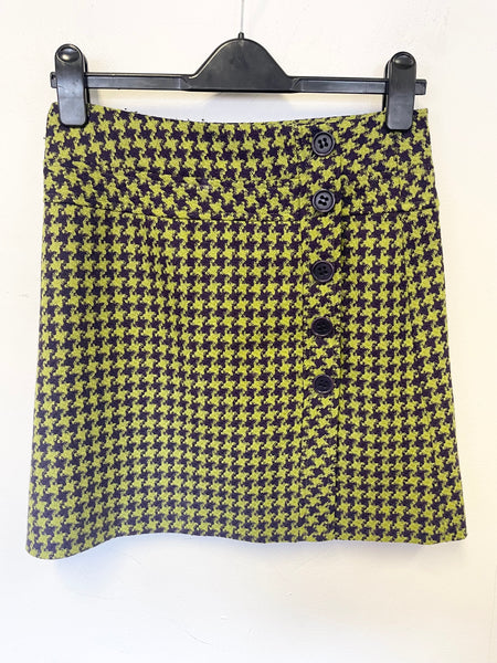JOSEPH 100% WOOL GREEN & PURPLE CHECK A-LINE SKIRT SIZE 38 UK 10