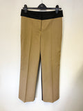 LAUREL GREY, WHITE & CAMEL WOOL BLEND STRAIGHT LEG TROUSERS SIZE 10
