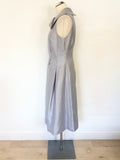 TAHARI BY ARTHUR S LEVINE SILVER GREY COLLARED SLEEVELESS FIT & FLARE DRESS SIZE UK 14