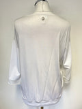 SPORTALM LEMONIE WHITE WITH GOLD METALLIC & NAVY TRIM 3/4 SLEEVED TOP SIZE 8