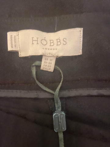 HOBBS BLACK WOOL TAPERED LEG TROUSERS SIZE 12