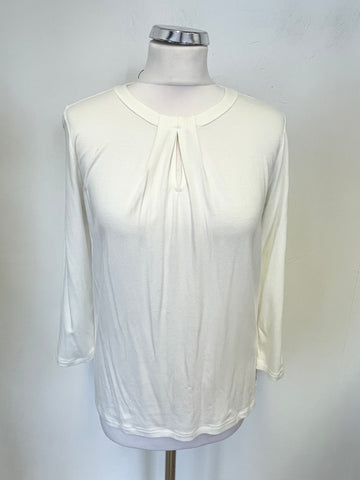 BRAND NEW HOBBS JULIA IVORY ROUND NECK 3/4 SLEEVED TOP SIZE S