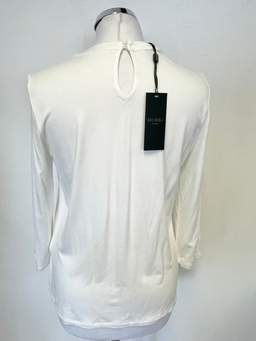 BRAND NEW HOBBS JULIA IVORY ROUND NECK 3/4 SLEEVED TOP SIZE S