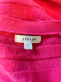 JIGSAW RASPBERRY PINK COTTON & CASHMERE SHORT SLEEVED  WRAP OVER JUMPER SIZE L