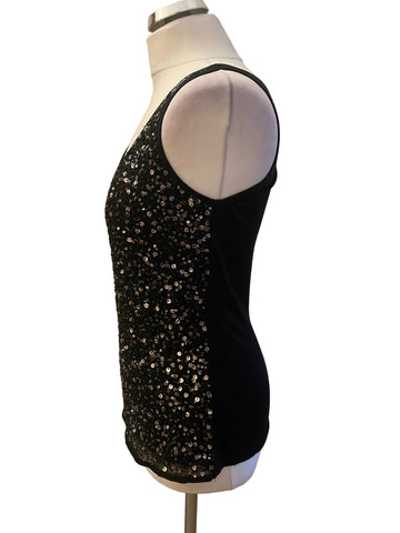 BRAND NEW MINT VELVET BLACK SEQUINNED FRONT SLEEVELESS TOP SIZE 10
