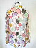 LUISA CERANO MULTI COLOURED SPOT V NECK LONG SLEEVED BLOUSE/TOP SIZE 14