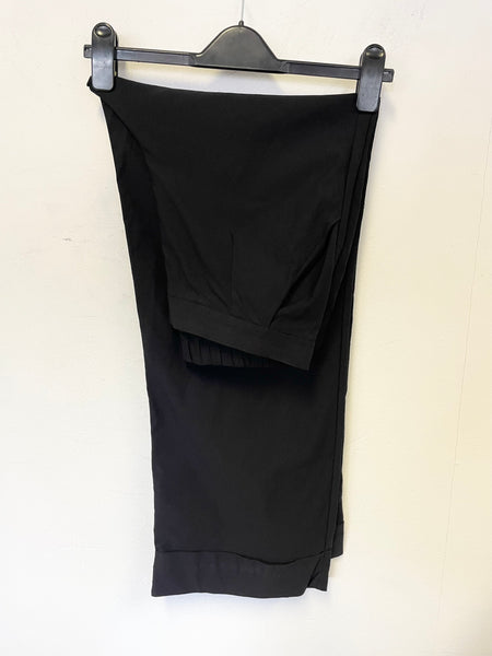 MYTI BLACK HIGH RISE ELASTICATED REAR WAIST WIDE LEG TROUSERS SIZE XL