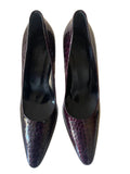 HOBBS DEEP PURPLE CROC PRINT PATENT LEATHER COURT SHOES SIZE 6.5/39.5