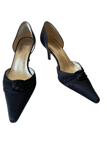 LK BENNETT BLACK SATIN SPECIAL OCCASION HEELS SIZE 5/38